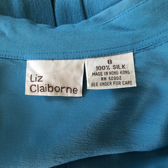 Peacock blue silk button blouse - Picture 3 of 4